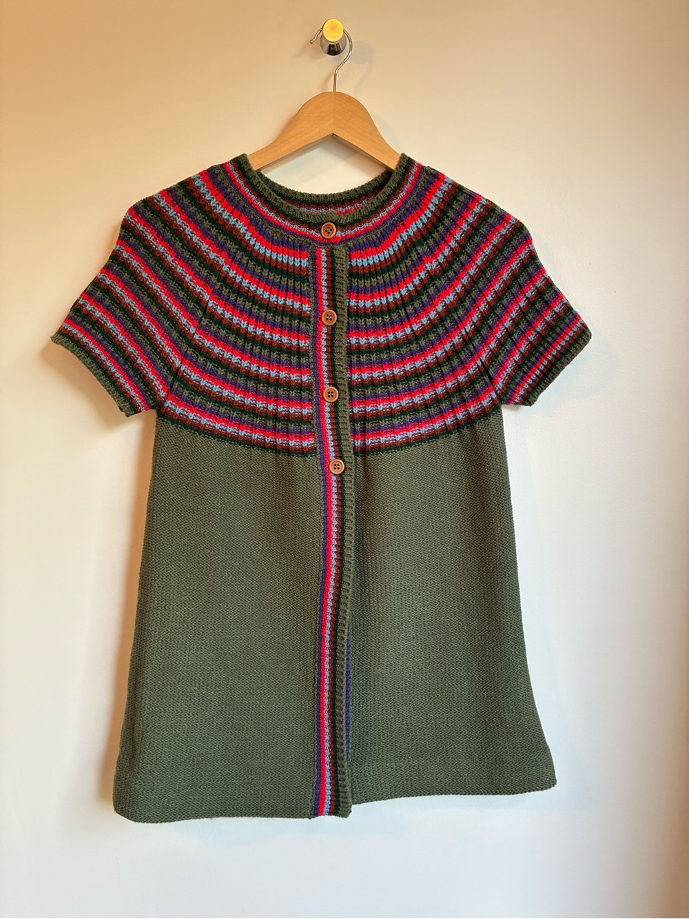Vintage 80s Luigi Gordon Fair Isle Short-Sleeve Knit Cardigan Sweater Size M